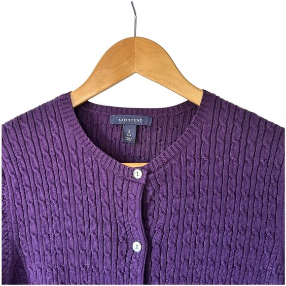 Land's End Cable Knit Sweater Women's Size Small Purple - Picture 7 of 10
